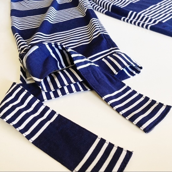 Reitmans Navy Stripe Off Shoulder Tie Sleeve Cropped Top Size XL - Picture 5 of 10